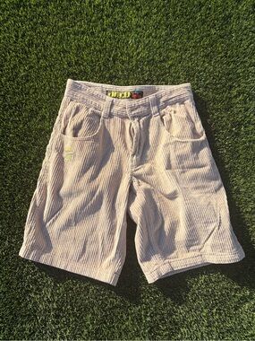JNCO Light Beige Corduroy Flat Front Men's Shorts